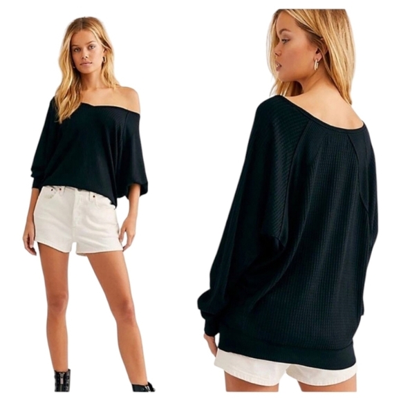 Free People Santa Clara Thermal in Black|Size: M - Picture 2 of 7